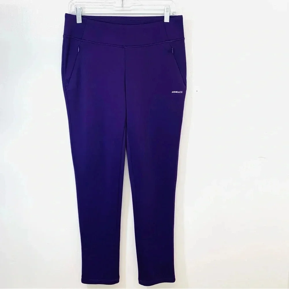Annika Dry Tech UPF 50 Pants Woman Small Purple Pull On Pockets Golf Travel Work